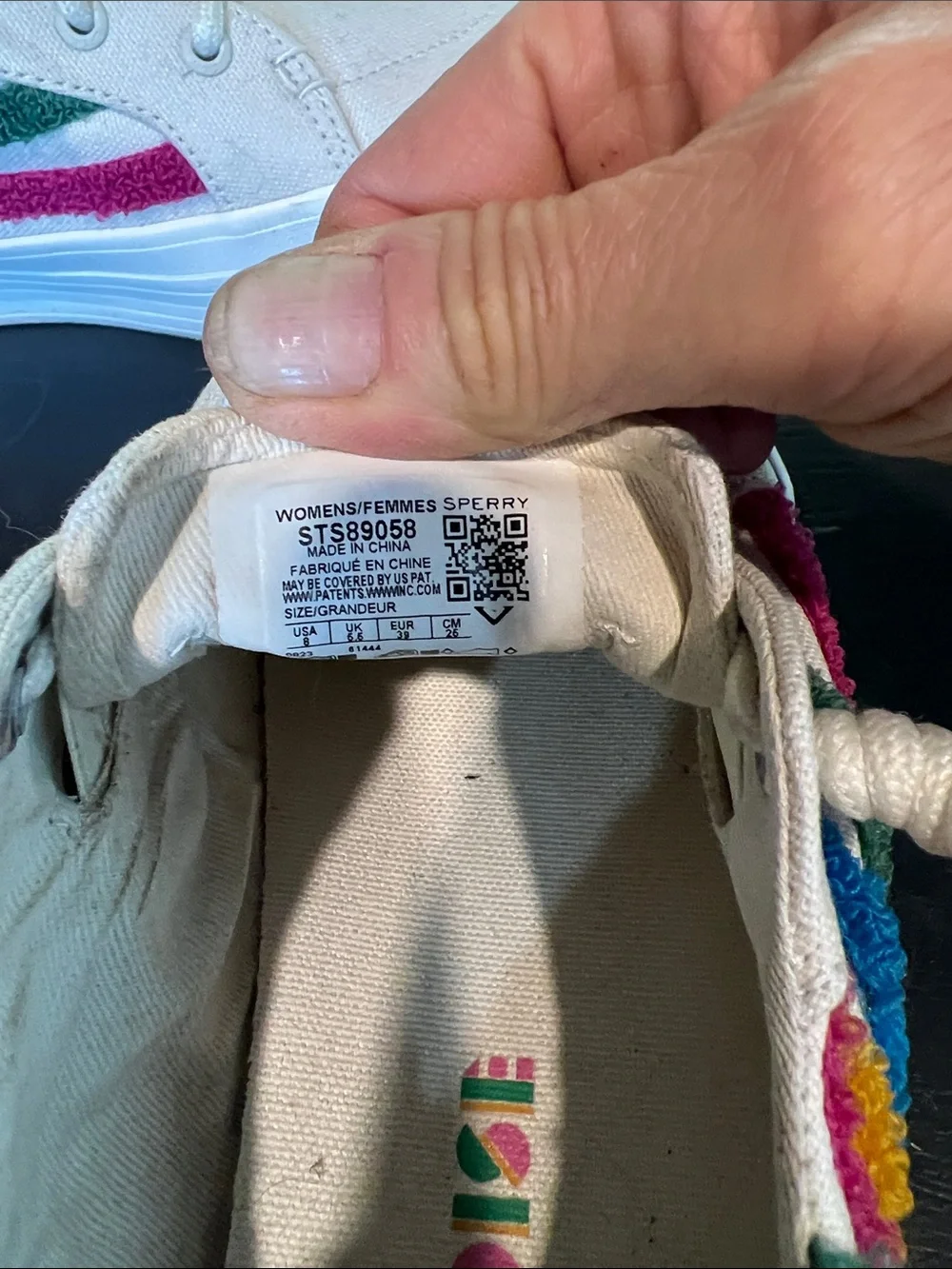 Sperry Cream Canvas Sneakers with Multicolor Terry Stripes